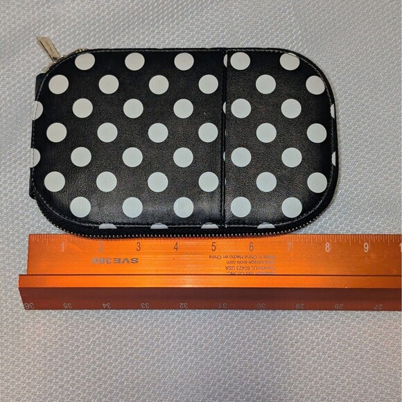 Monarque Black and White Polka Dot Crossbody Bag Clutch Durable Zip Closure - Picture 6 of 9
